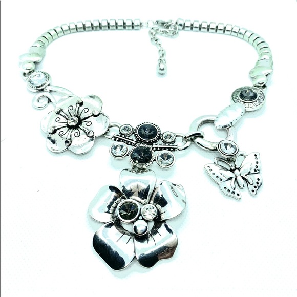 Metal Art & Crystal Statement Necklace - Picture 1 of 1